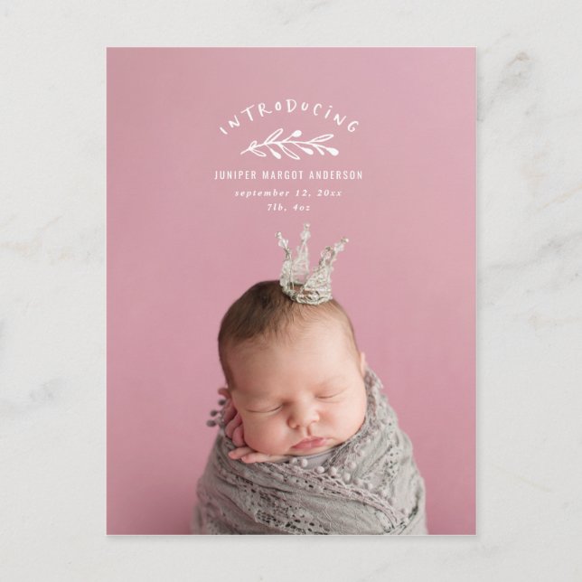 Introducing branch photo birth announcement postcard (Front)
