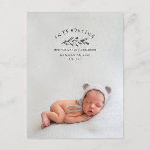 Introducing branch photo birth announcement postcard