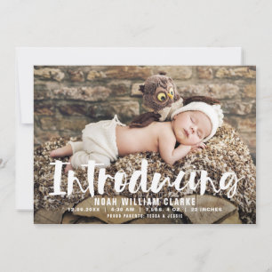 Introducing Brush Script Photo Baby Announcement