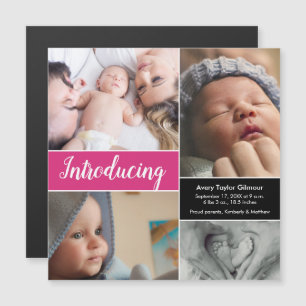"Introducing" Customisable Magnetic Baby Birth Ann Magnetic Invitation