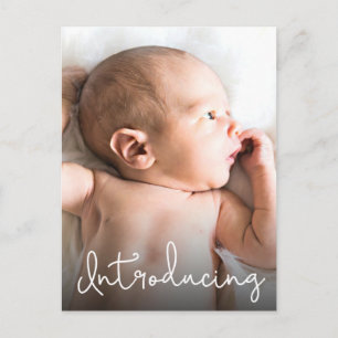 Introducing Cute Baby Photo with Birth Stat Postcard
