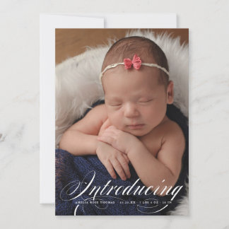 Introducing Elegant Full Bleed Photo New Baby Announcement