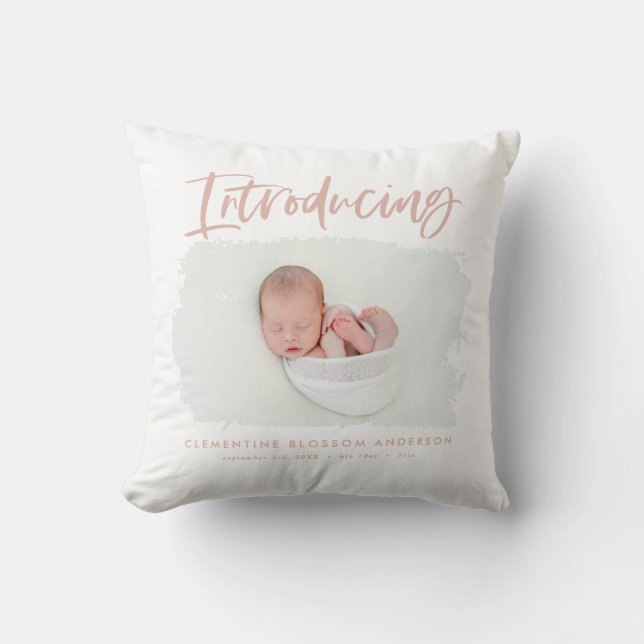 Introducing elegant minimal photo birth cushion (Front)