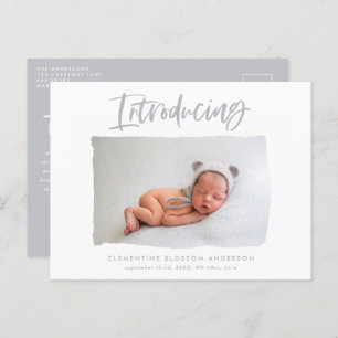 Introducing elegant minimal thank you photo announcement postcard