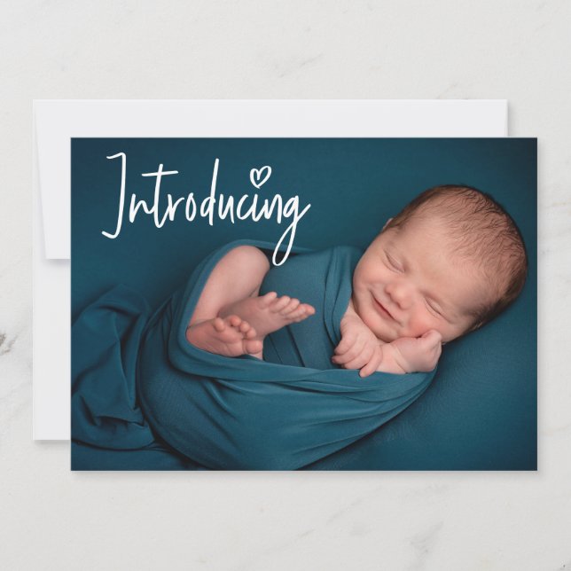 Introducing Handlettering Custom Baby Boy Photo Po Announcement (Front)