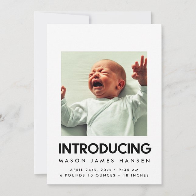 Introducing - Modern birth announcement (Front)