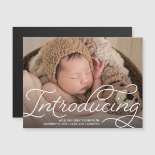 "Introducing" Modern Magnetic Baby Birth Announcem Invitation
