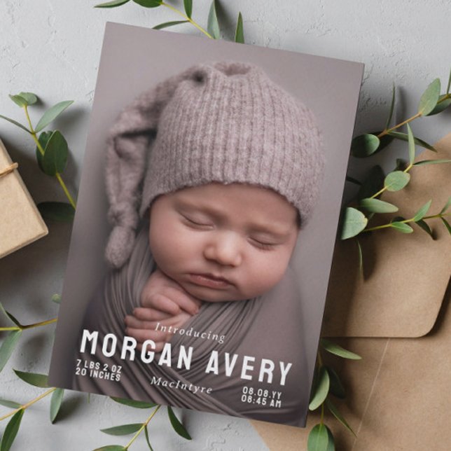 Introducing Neutral Typography New Baby Photo Announcement (Creator Uploaded)