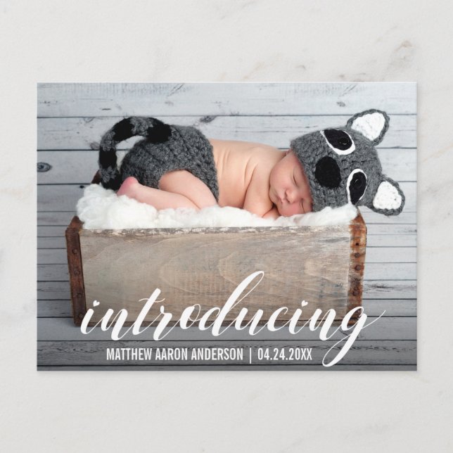 Introducing New Baby Hearts Announcement Photo W Postcard (Front)