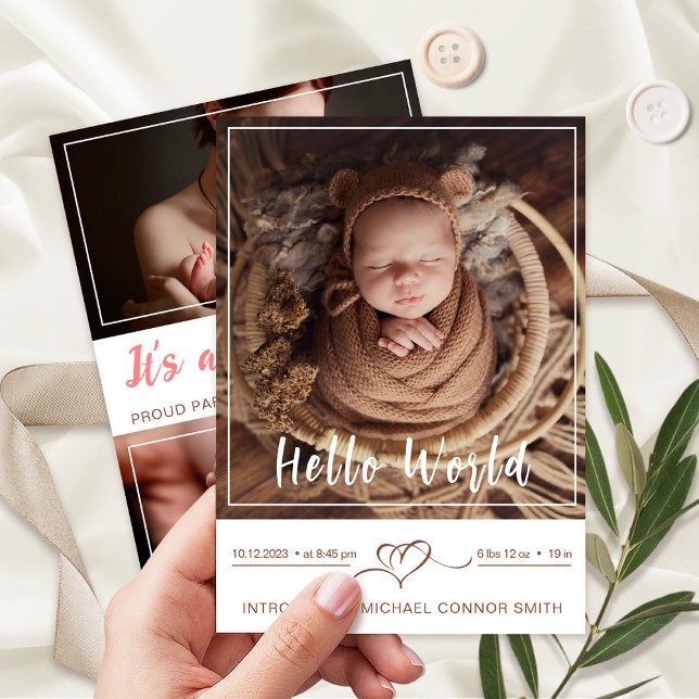 Introducing Newborn Baby Boy Birth Stats 3 Photo Announcement (Creator Uploaded)
