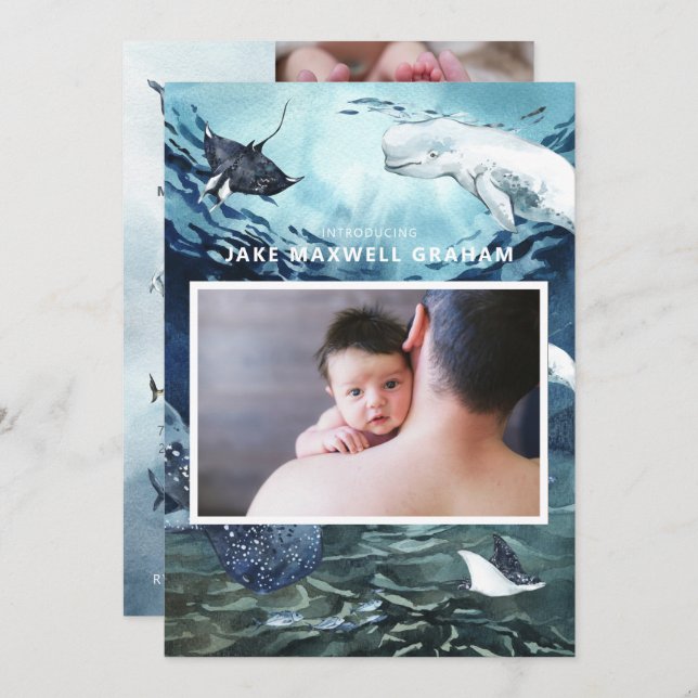Introducing | Ocean Baby Birth Announcement (Front/Back)