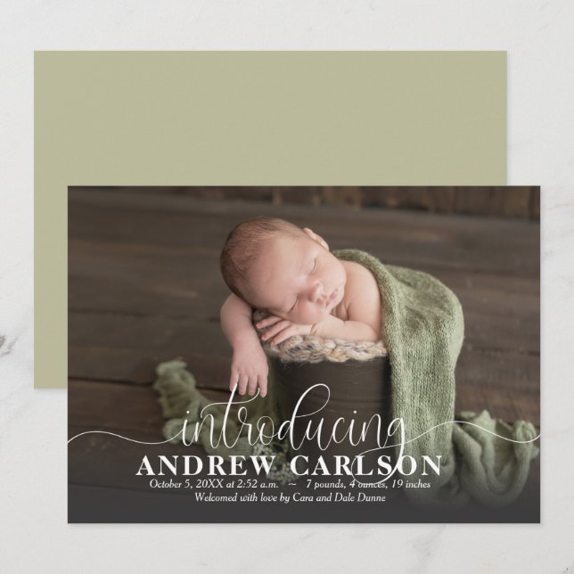 Introducing Our Baby Photo Birth Announcements (Front/Back)