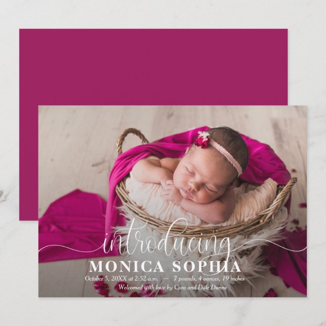 Introducing Our Baby Photo Birth Announcements (Front/Back)