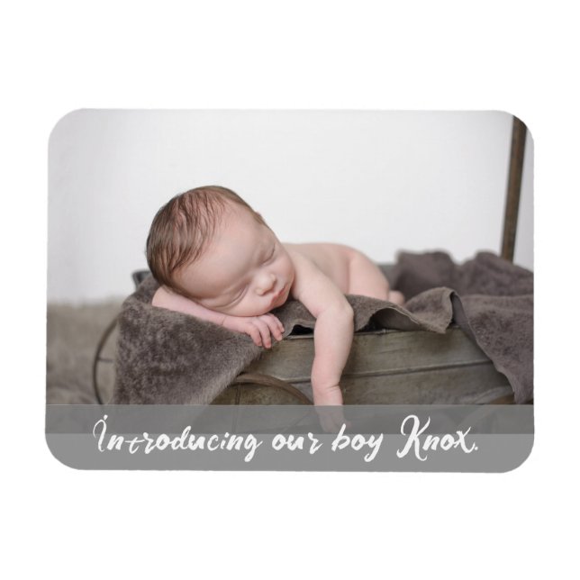 Introducing our boy, Name Baby Photo Magnet (Horizontal)