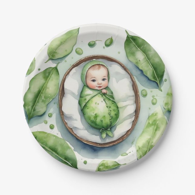 Introducing Our Little Peapod!  Paper Plate (Front)