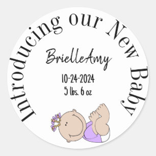 Introducing our New Baby Girl envelope seal