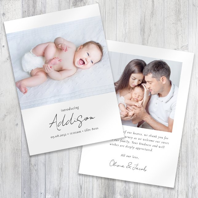 Introducing Photo Birth Stats New Baby Thank You Card (Creator Uploaded)