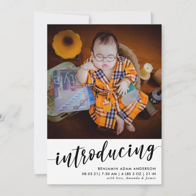 Introducing Photo Collage Baby Birth Announcement (Front)
