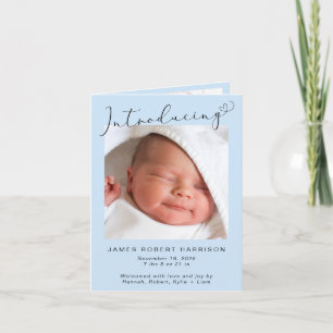Introducing Photos Blue Baby Boy Birth Announcement