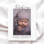 Introducing Script Photo Birth Announcement Postcard<br><div class="desc">Birth announcement features Introducing in script calligraphy.</div>