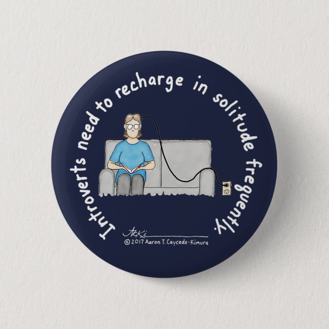 Introvert Basics: Recharge Dark Blue Button (Front)