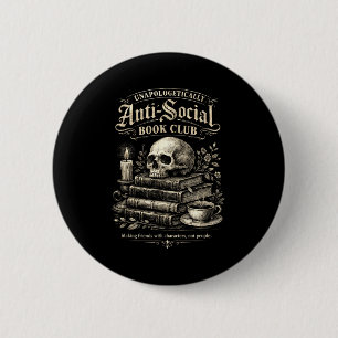 Introvert book club funny bookworms social 6 cm round badge