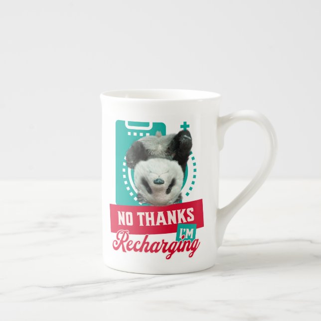 Introvert Burnout Panda Social Battery Design Bone China Mug (Right)
