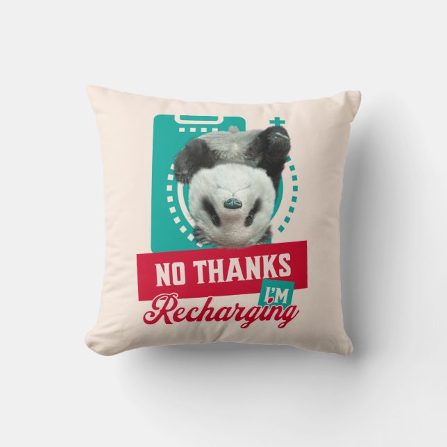 Introvert Burnout Panda Social Battery Design Cushion (Front)