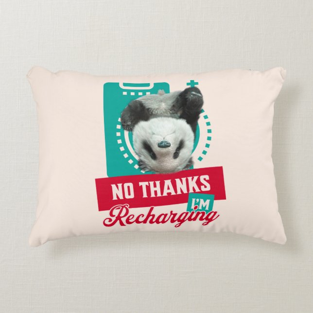 Introvert Burnout Panda Social Battery Design Decorative Cushion (Front)