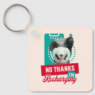 Introvert Burnout Panda Social Battery Design Key Ring