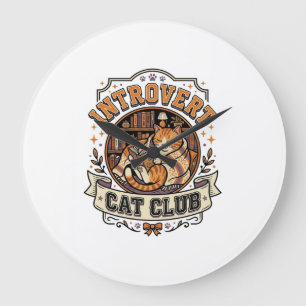 Introvert Cat Club Cat Introvert Anti Social Vinta Large Clock