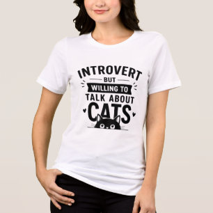 Introvert Cat Lover Funny Minimalist T-Shirt Tri-Blend Shirt