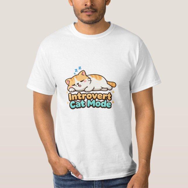 Introvert Cat Mode Funny  T-Shirt (Front)