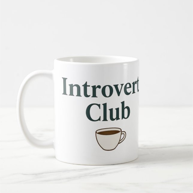 Introvert Club – Aesthetic Coffee Mug (Left)