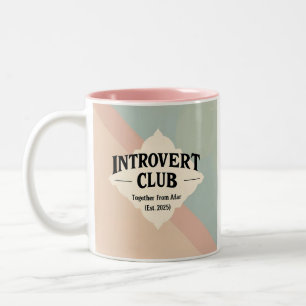 Introvert Club Funny Quote Shirt, Retro Typography Two-Tone Coffee Mug