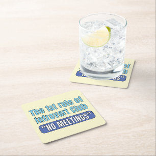Introvert Club T-Shirt Square Paper Coaster