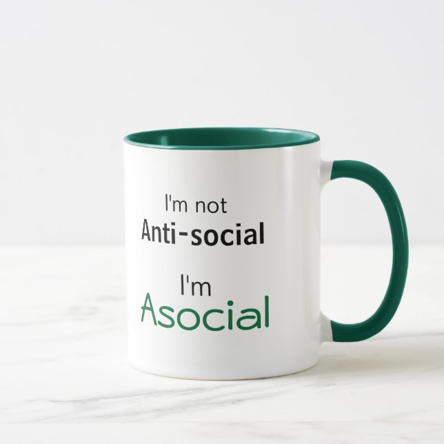 Introvert definition: I'm Asocial, not Anti-Social Mug (Right)