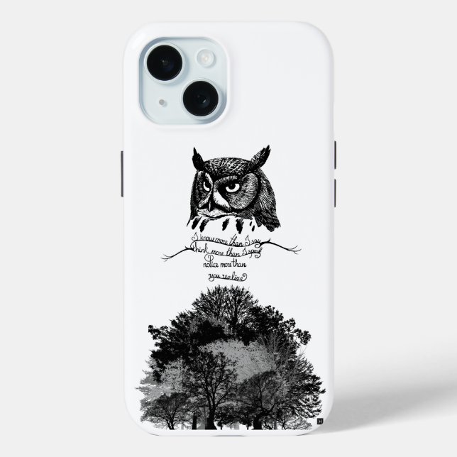 Introvert Empath Owl wisdom illustrated ink quote  Case-Mate iPhone Case (Back)