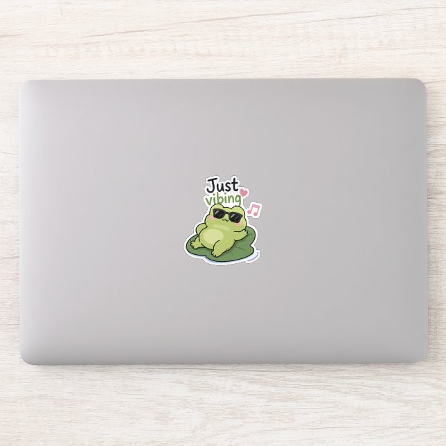 Introvert Frog Meme Sticker – Just Vibing Cute Fun (Computer)