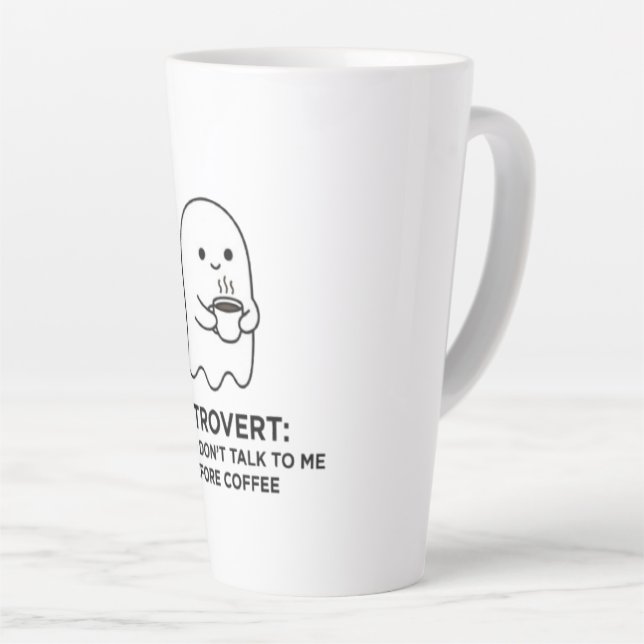 Introvert Ghost Don't Talk Before Coffee Latte Mug (Right Angle)