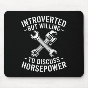 Introvert Horsepower Quote Mechanic Wrench Humour  Mouse Mat