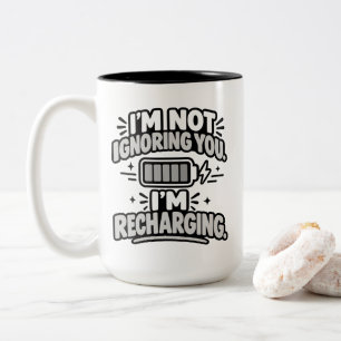 Introvert Humour I'm Not Ignoring You Recharging Two-Tone Coffee Mug