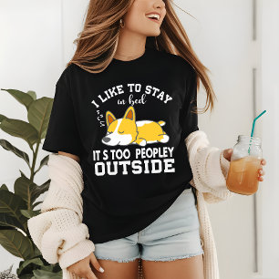 Introvert It's Too Peopley Outside Funny Corgi Dog Tri-Blend Shirt