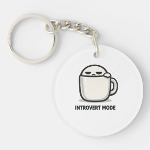 Introvert Mode On - Cute Tired Character Coffee Mu Key Ring