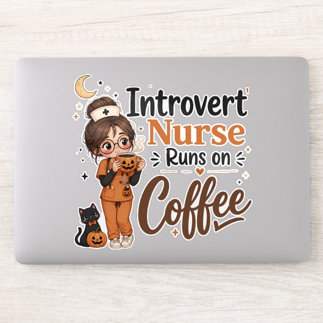 Introvert Nurse Halloween Sticker Funny Nursing (Computer)
