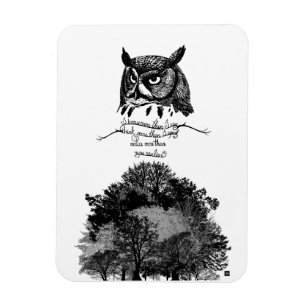 Introvert owl wisdom illustrated ink quote  magnet