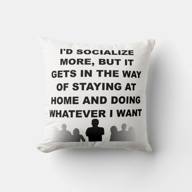 Introvert Pillow Reversible Funny Throw Cushion (Front)