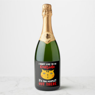 Introvert Quote Cat Sparkling Wine Label