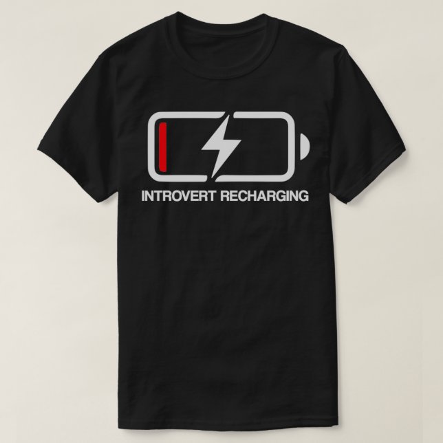 Introvert Recharging Battery T-Shirt (Design Front)