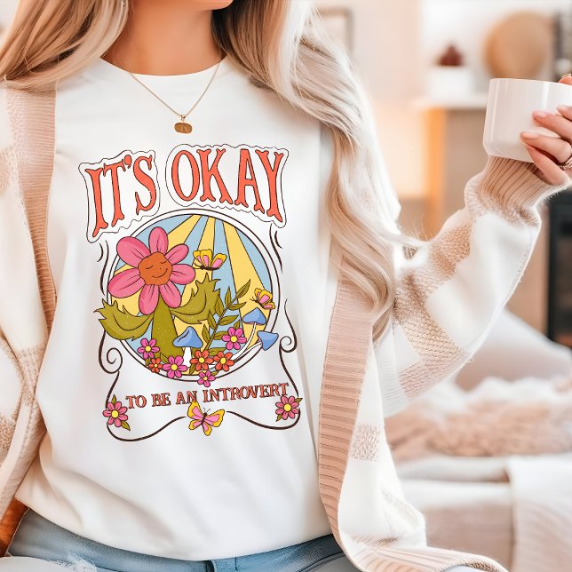 Introvert Retro Flowers Funny Script Typography Tri-Blend Shirt (Creator Uploaded)